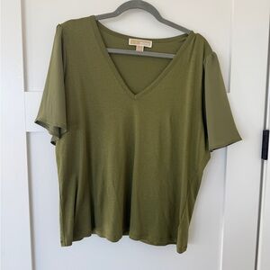 Olive Green V-Neck Women’s Top